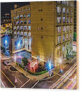 Long Exposure Outside The Casino Cincinnati Ohio Wood Print