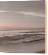 Long Waves Beachhouse Panorama Wood Print
