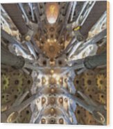 Looking Up At The Ceiling Of La Sagrada Familia Wood Print