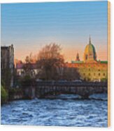 Looking Up River Corrib To Galway Cathedral Wood Print