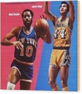 Los Angeles Lakers Jerry West And New York Knicks Walt Sports Illustrated Cover Wood Print