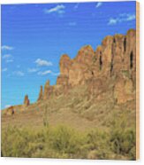 Lost Dutchman View Of Superstition Mountains Wood Print
