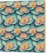 Lotus Flower Pattern Wood Print