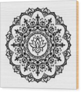 Lotus In Center Mandala Wood Print