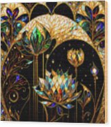 Lotus Land - Stained Glass Wood Print