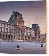 Louvre By Night Wood Print