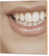Lower Section Of Woman's Face, Toothy Smile, Extreme Close-up Wood Print
