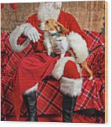 Lucy With Santa 1 Wood Print