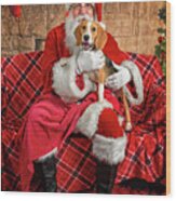 Lucy With Santa 2 Wood Print