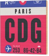 Luggage Tag A - Cdg Paris France Wood Print