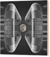 Lunaroyal - Mirrored Uniroyal Building Industrial Ductting With Full Moon - Square Crop Wood Print