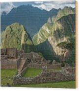 Machu Picchu Mountains Wood Print