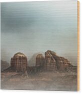 Magical Scene Of Cathedral Rock In Sedona Arizona Wood Print