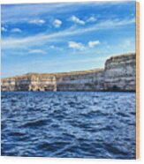 Majestic Limestone Cliffs At Gozo Wood Print