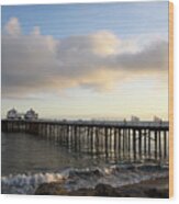 Malibu Pier In Golden Afternoon Sunlight Wood Print