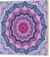 Mandala Abstract Art Pink And Blue Wood Print