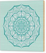 Mandala Minty Bloom Wood Print