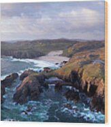 Mangersta Coast Aerial Isle Of Lewis Outer Hebrides Scotland Wood Print