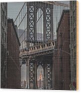 Manhattan Bridge Viewed From Dumbo Wood Print