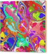 Marijan - Funky Artistic Colorful Abstract Marble Fluid Digital Art Wood Print