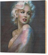 Marilyn Romantic Ww Dark Blue Wood Print