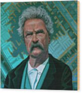 Mark Twain Painting Wood Print