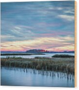 Marsh Sunset Wood Print