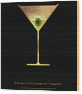 Martini Cocktail - Classic Cocktail Print - Black And Gold - Modern, Minimal Lounge Art Wood Print