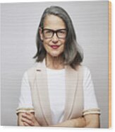 Mature Female Ceo With Arms Crossed Wood Print