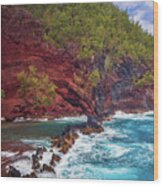 Maui Red Sand Beach Wood Print