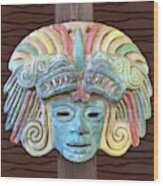 Mayan Mask Decoration Wood Print