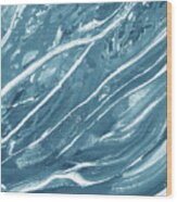 Meditate On The Wave Peaceful Contemporary Beach Art Sea And Ocean Teal Blue I Wood Print