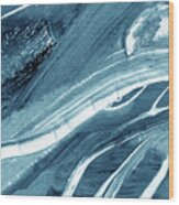 Meditate On The Wave Peaceful Contemporary Beach Art Sea And Ocean Teal Blue V Wood Print