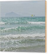 Mediterranean Sea With Waves And Sailboats Wood Print