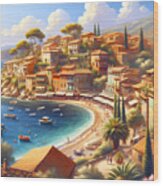 Mediterranean Seaside Town, A Charming Seaside Town On The Mediterranean Coast Wood Print