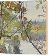 Mellow Autumn Lake Wood Print
