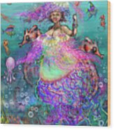 Mermaid Jellyfish Dress Wood Print