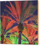 Merry And Bright Christmas Palms Wood Print