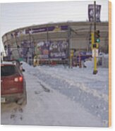 Metrodome Roof Collapses Under Heavy Snow Wood Print