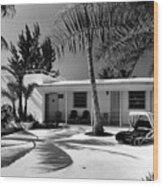Miami Beach House With Palm Trees Wood Print