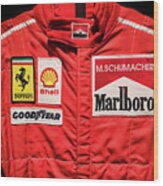 Michael Schumacher Formula F1 Racing Suit Wood Print