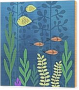 Mid Century Aquarium Blue Wood Print