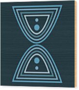 Mid Century Modern - Minimal Geometric Abstract 02 - Parabolic Arches - Blue - Scandinavian Wood Print
