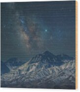 Milky Way Over Snowy Mountains Wood Print