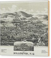 Millerton New York Vintage Map Aerial View 1887 Wood Print