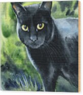 Milly Black Cat Painting Wood Print