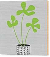 Minimalistic Green Potted Plant 2 Wood Print