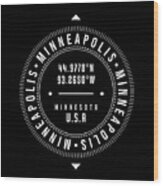 Minneapolis, Minnesota, Usa - 2 - City Coordinates Typography Print - Classic, Minimal Wood Print