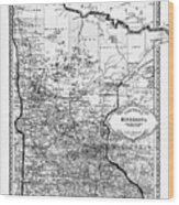 Minnesota Historical Map 1885 Black And White Wood Print