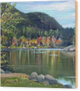 Mirror Lake In Woodstock New Hampshire Wood Print